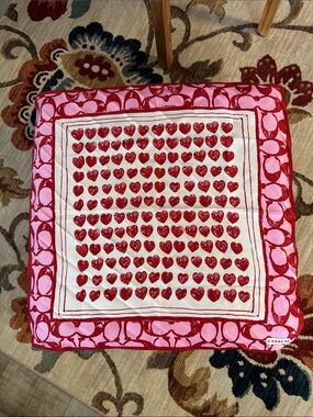 Coach Pink and Red Heart Silk Scarf